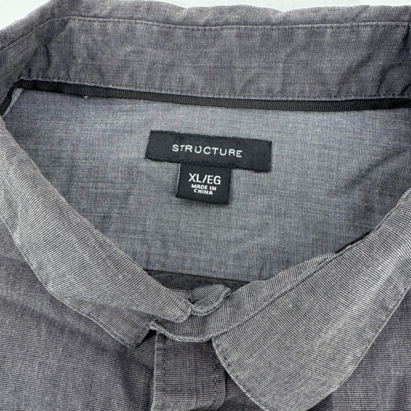 Structure Men's Gray Roll Up Long Sleeve Button Down Shirt XL Cotton Blend - Picture 4 of 11